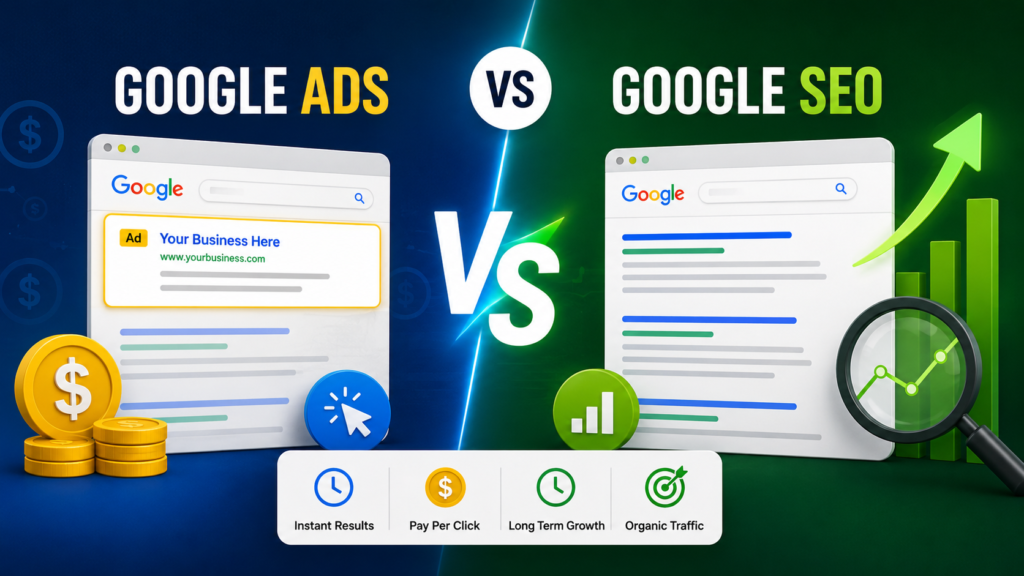 Google Ads vs SEO: Which One Is Better for Your Business? Google Ads Vs Seo Which Is Better For Business 1024x576