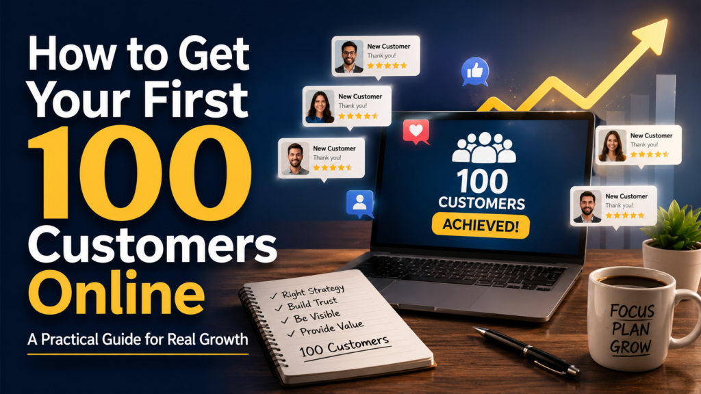 How to Get Your First 100 Customers Online: A Practical Guide for Business Owners How To Get 100 Customers 1024x576